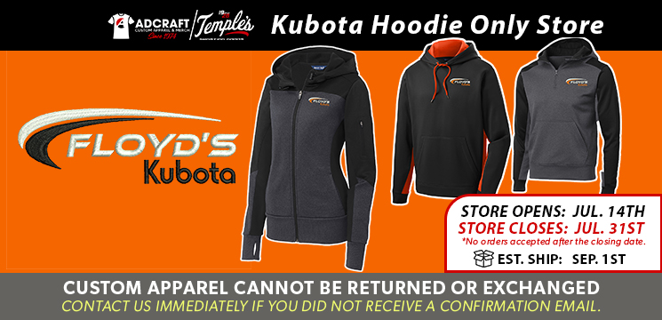 Read more about the article Floyds Truck Center Summer 2023 Kubota Hoodie Only Store