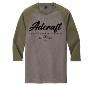 Adcraft District Perfect Triblend 3/4 Sleeve Raglan Tee-Miltary Green Frost/ Grey Frost