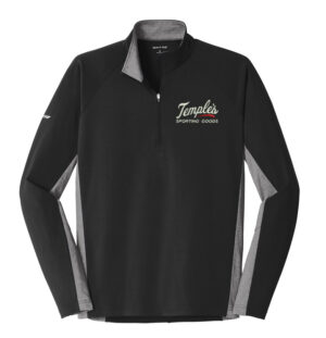 Temple’s Sporting Goods Sport Tek Sport Wick Stretch Contrast 1/2 Zip Pullover-Black/Charcoal Grey Heather