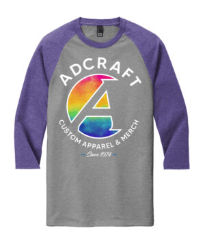 Adcraft District Perfect Triblend 3/4 Sleeve Raglan-Purple Frost/Grey Frost