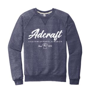 Adcraft Jerzees Snow Heather French Terry Raglan Crew-Navy