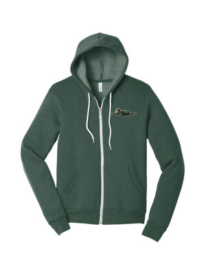 Barnstormer Bombers Bella and Canvas Unisex Sponge Fleece Full Zip Hoodie-Heather Forest