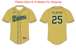 Trojan BB Team Rawlings Sublimated Full Button Jersey-150 Cloth-Vegas Gold ADULT