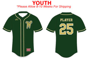 Trojan BB Team Rawlings Sublimated Full Button Jersey-150 Cloth-Dark Green YOUTH