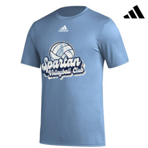 Spartans Volleyball Adidas Men Short Sleeve Pregame BOS Tee-Light Blue/White