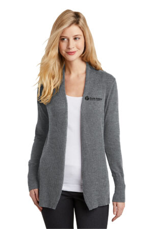 RV Physical Therapy Port Authority Ladies Open Front Cardigan Sweater-Medium Grey Heather