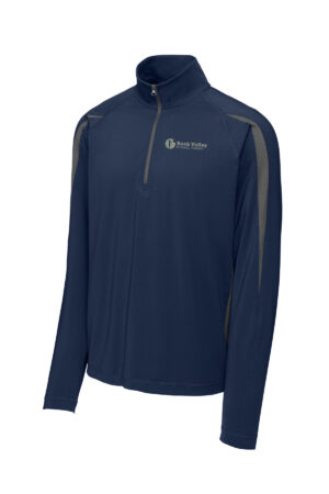 RV Physical Therapy Sport-Wick Men Sport Wick Stretch 1/2 Zip Colorblock Pullover-Navy/Charcoal Grey