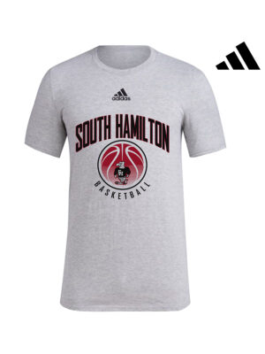 Hawks Basketball Adidas Fresh Badge Sport Unisex Short Sleeve 100% Cotton Tee-Grey Heather