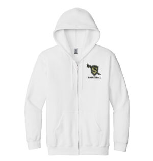 Streamwood Basketball Unisex Cotton Blend Full Zip Hooded Sweatshirt-White