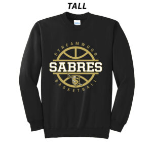 Streamwood Basketball TALL Crewneck Sweatshirt-Black
