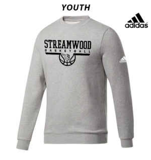 Streamwood Basketball Adidas Fleece YOUTH Crewneck Sweatshirt-Heather Grey