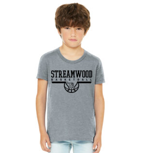 Streamwood Basketball Premium Youth Short Sleeve Tee-Athletic Heather