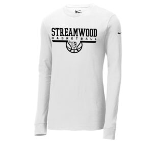 Streamwood Basketball Unisex Nike Dri-Fit Cotton/Poly Long Sleeve Tee-White