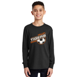 Valley Tigers Soccer Youth Long Sleeve Tee-Black