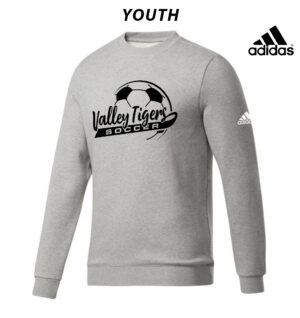 Valley Tigers Soccer Adidas Fleece YOUTH Crewneck Sweatshirt-Heather Grey