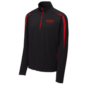 Adcraft Sport-Wick Men Stretch 1/2 Zip Colorblock Pullover-Black/Red