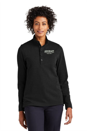 Adcraft Brooks Brothers Womnen’s Mid Layer Stretch 1/2 Button Top-Black Heather