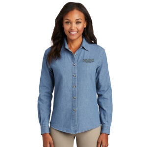 Adcraft Port and Company Ladies Long Sleeve Value Denim Shirt-Faded Blue