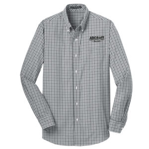 Adcraft Port Authority Long Sleeve Men Gingham Easy Care Shirt-Black/Charcoal