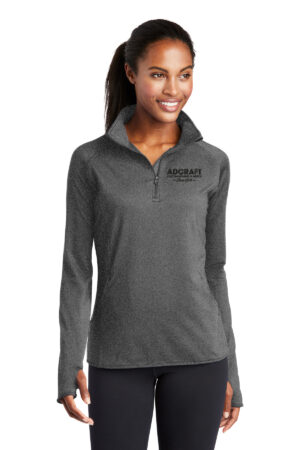 Adcraft Ladies Sport-Wick Stretch 1/2 Zip Pullover-Charcoal Grey Heather