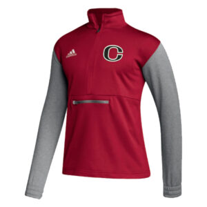 Clinton  Adidas Men Team Issue Colorblock 1/4 Zip Pullover-Red/Grey Heather