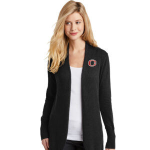 Clinton Port Authority Ladies Open Front Cardigan Sweater-Black