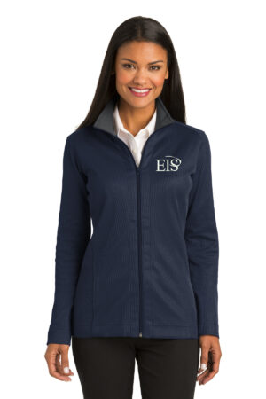 Eagle Integrated Services Port Authority Ladies Vertical Texture Full Zip Jacket-Navy/Iron Grey
