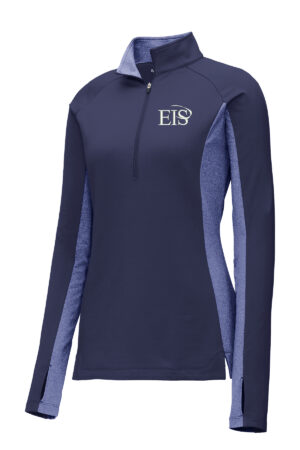 Eagle Integrated Services Sport Tek Ladies Sport Wick Stretch Contrast 1/2 Zip Pullover-Navy/Navy Heather