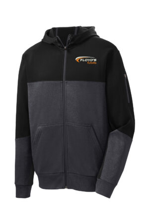 01. Floyd’s Kubota Sport-Tek Tech Fleece Colorblock Full-Zip Hooded Jacket-Black/Graphite