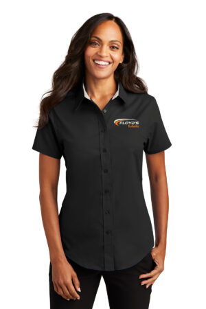 17. Floyd’s Kubota Ladies Port Authority Short Sleeve Easy Care Shirt-Black