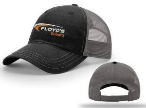 20. Floyd’s Kubota Richardson Adjustable Garment Wash Trucker Cap-Black/Charcoal