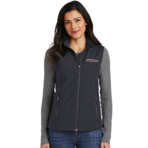 34. Floyd’s Truck Center Company Manager Store Port Authority Ladies Core Soft Shell Vest-Battleship Grey