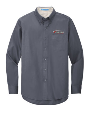 01. Floyd’s Truck Center Company Store Port Authority Long Sleeve Easy Care Shirt-Steel Grey/Light Stone
