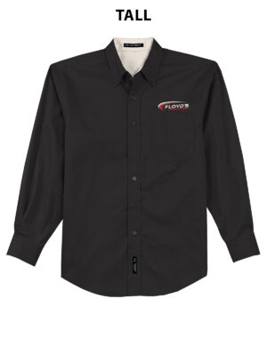 03. Floyd’s Truck Center Company Store Port Authority TALL Long Sleeve Easy Care Shirt-Black/Light Stone
