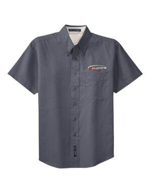 05. Floyd’s Truck Center Company Store Port Authority Short Sleeve Easy Care Shirt-Steel Grey/Light Stone