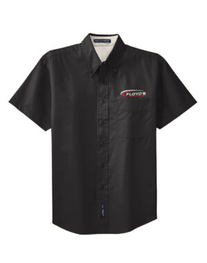 07. Floyd’s Truck Center Company Store Port Authority Short Sleeve Easy Care Shirt-Black/Light Stone