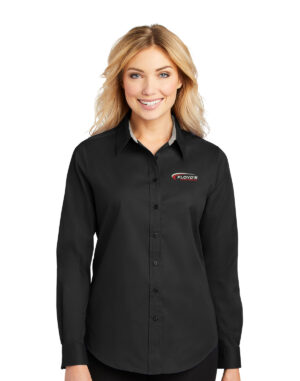 12. Floyd’s Truck Center Company Store Port Authority Ladies Long Sleeve Easy Care Shirt-Black/Light Stone