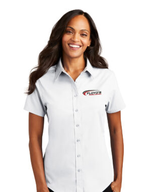 15. Floyd’s Truck Center Company Store Port Authority Ladies Short Sleeve Easy Care Shirt-White/Light Stone