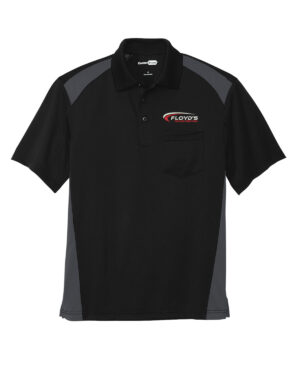 27. Floyd’s Truck Center Company Store Corner Stone Select Snag-Proof Two Way Colorblock Pocket Polo-Black/Charcoal