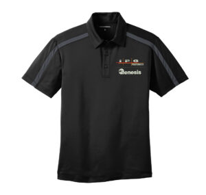 IPG-Genesis Systems Silk Touch Performance Colorblock Stripe Polo-Black/Steel