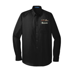 IPG-Genesis Systems Long Sleeve Carefree Poplin Shirt-Deep Black