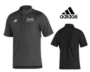 Temples Adidas Sideline 21 Woven Light Weight 1/4 Zip Short Sleeve Pullover-Black