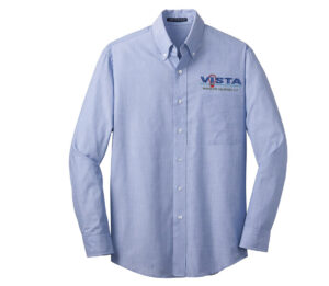 VIS Port Authority Men Crosshatch Easy Care Shirt-Chambray Blue