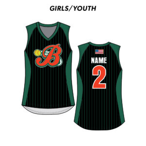 04. Barnstormers Softball Girls/Youth Sublimated V-Neck Racerback Jersey-Black/Pinstripe