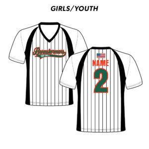 06. Barnstormers Softball Girls/Youth Sublimated V-Neck SS Jersey-White/Pinstripe