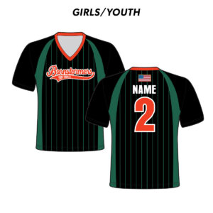 08. Barnstormers Softball Girls/Youth Sublimated V-Neck SS Jersey-Black/Pinstripe