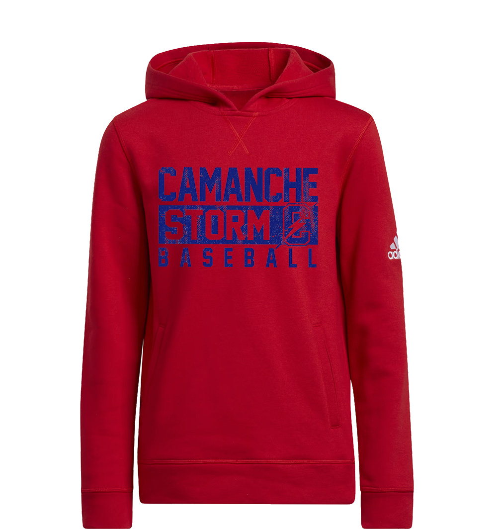 Camanche Baseball Adidas Youth Fleece Hooded Sweatshirt- Power Red