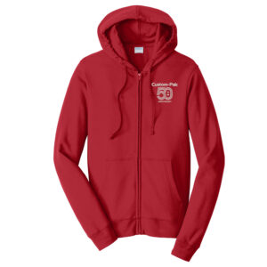 Custom Pak 50 Anniversary Employee Port and Company Fan Favorite Fleece Unisex Full-Zip Hooded Sweatshirt-Team Cardinal