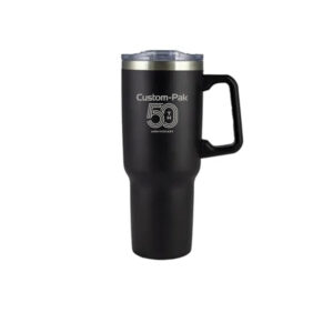 Custom Pak 50 Anniversary Employee Mammoth 40 Oz Vacuum Insulated Mug with handle-Black