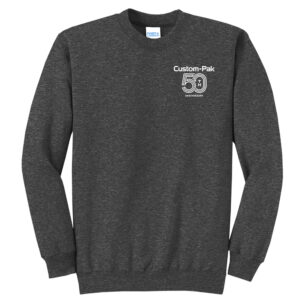 Custom Pak 50 Anniversary Employee Unisex Core Fleece Crewneck Sweatshirt-Dark Grey Heather